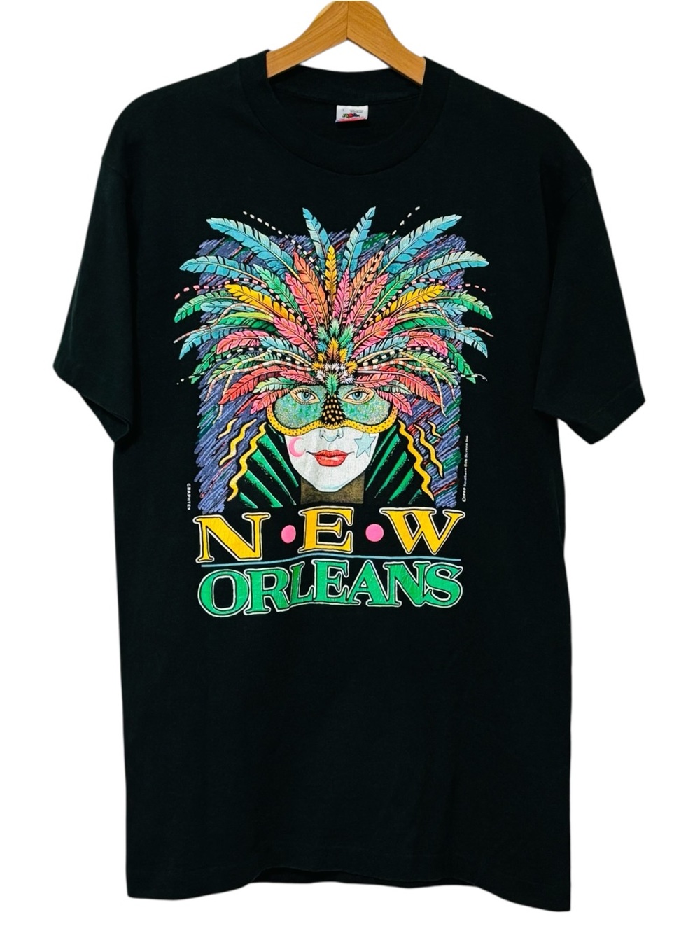 Vintage 1990 New Orleans Mardi Gras T Shirt Mens Large Single Stitch Graphic